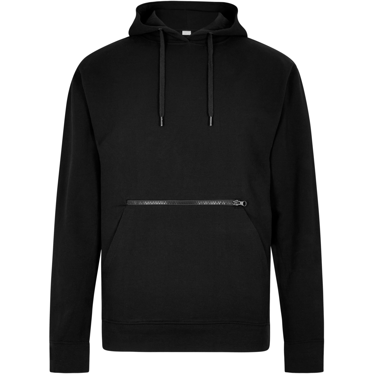 Regular Fit Pique Hoodie with Zipped Pocket