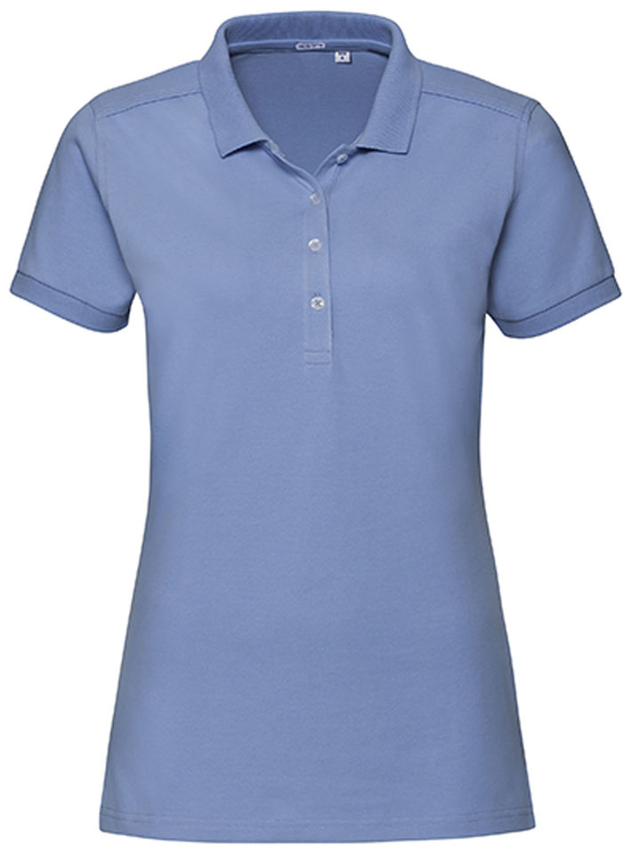 Elastisches länger geschnittenes figurnahes Damen-Poloshirt