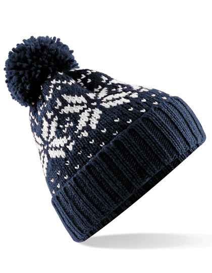 Bommelmütze im klassischen Fair-Isle-Strickmuster