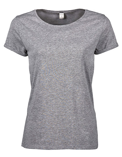 Modischen Damen-T-Shirt mit Roll-Up-Ärmeln
