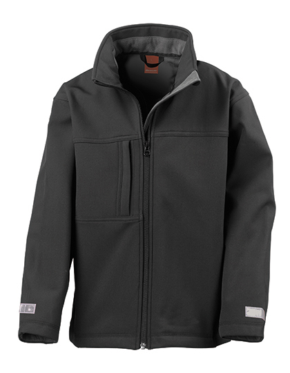 3-lagige klassische Kinder-Softshelljacke mit Brusttasche - 8.000 mm