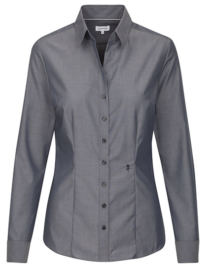 Bügelfrei Slim Fit-Bluse mit Kentkragen