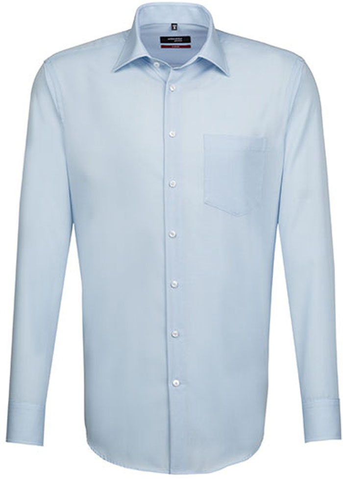 Bügelfreies Herrenhemd mit Kentkragen und Brusttasche