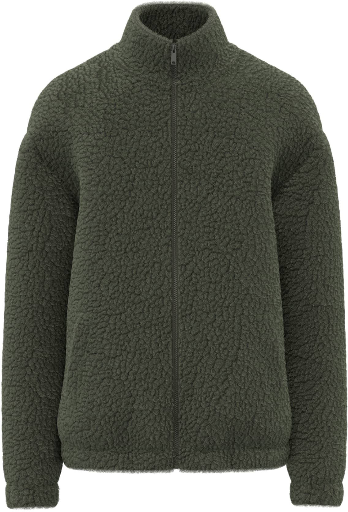 Unisex-Sweatshirt aus Sherpa mit Reißverschluss und überschnittenen Schultern