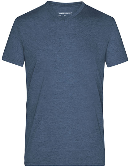 Meliertes Herren T-Shirt mit V-Ausschnitt