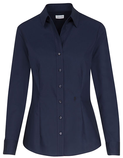 Bügelfrei Slim Fit-Bluse mit Kentkragen