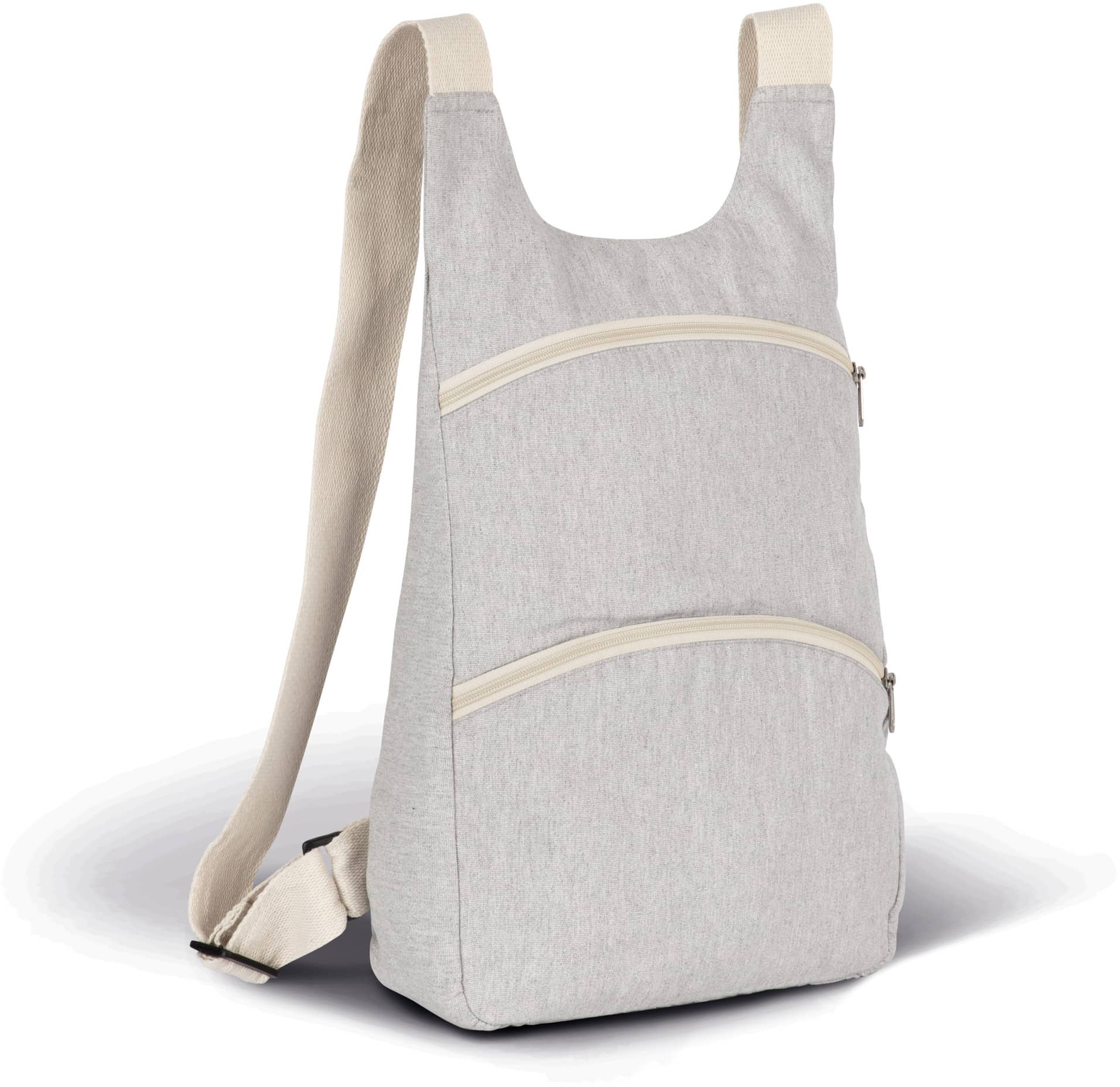 Recycelter Rucksack mit Anti-Diebstahlschutz-Tasche auf der Rückseite