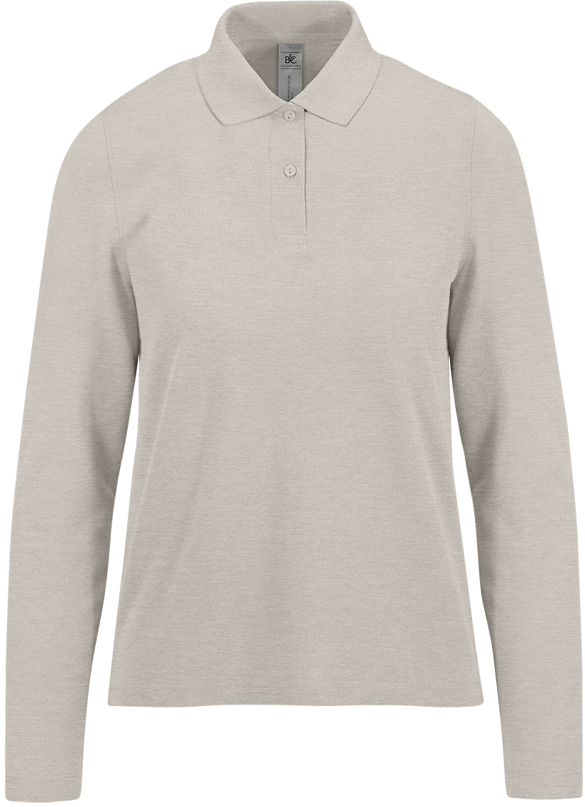 Schweres Damen Langarm-Poloshirt aus nachhaltigerer Baumwolle