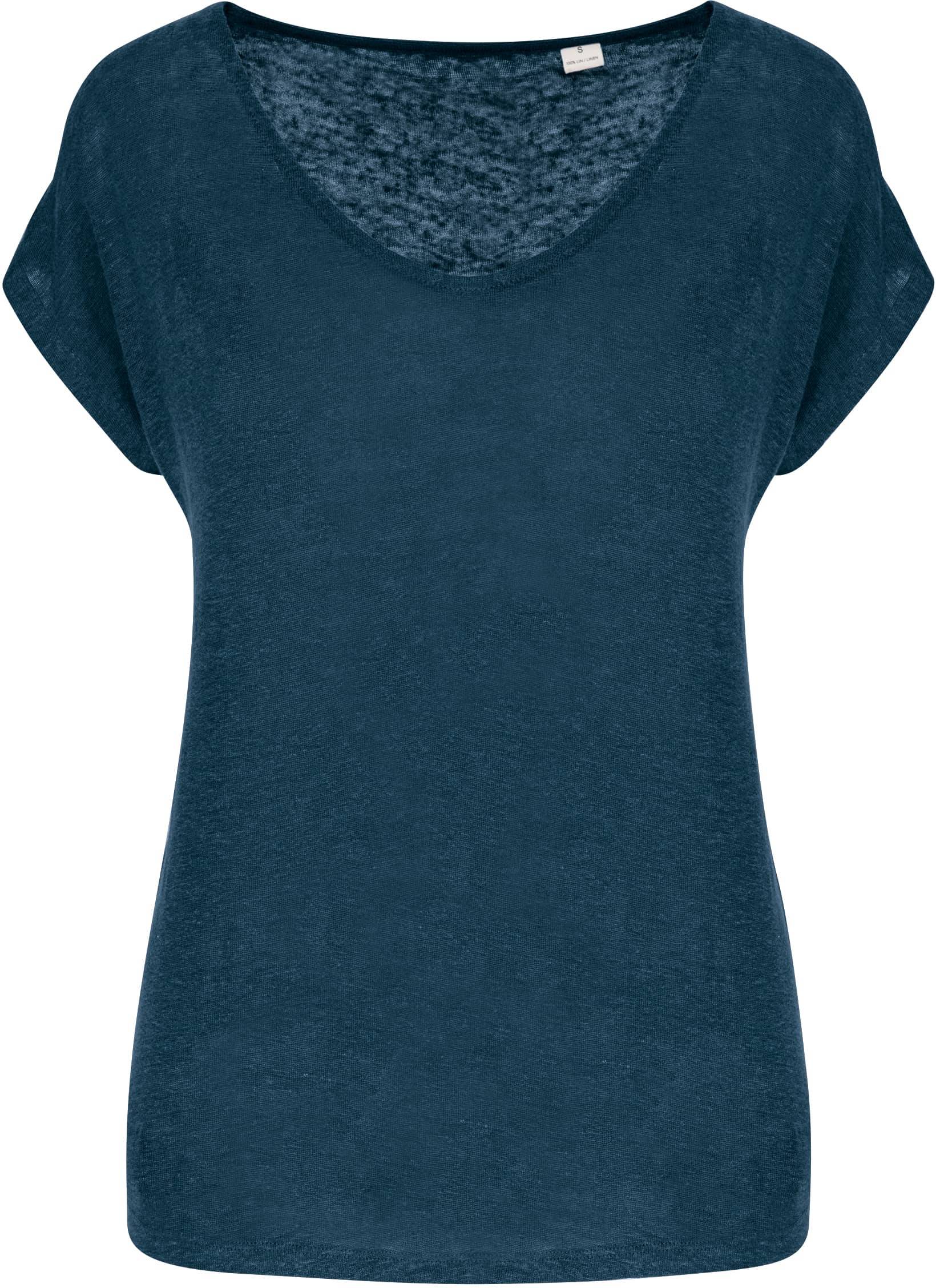 Damen-T-Shirt aus Leinen mit V-Ausschnitt