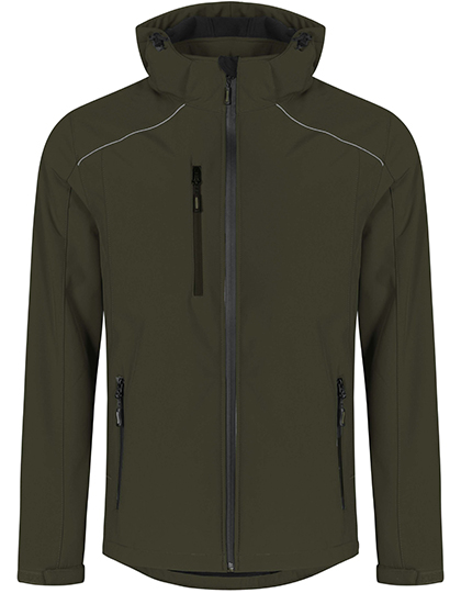 Hochwertige Herren Softshelljacke 8.000 mm mit reflektierende Paspeln