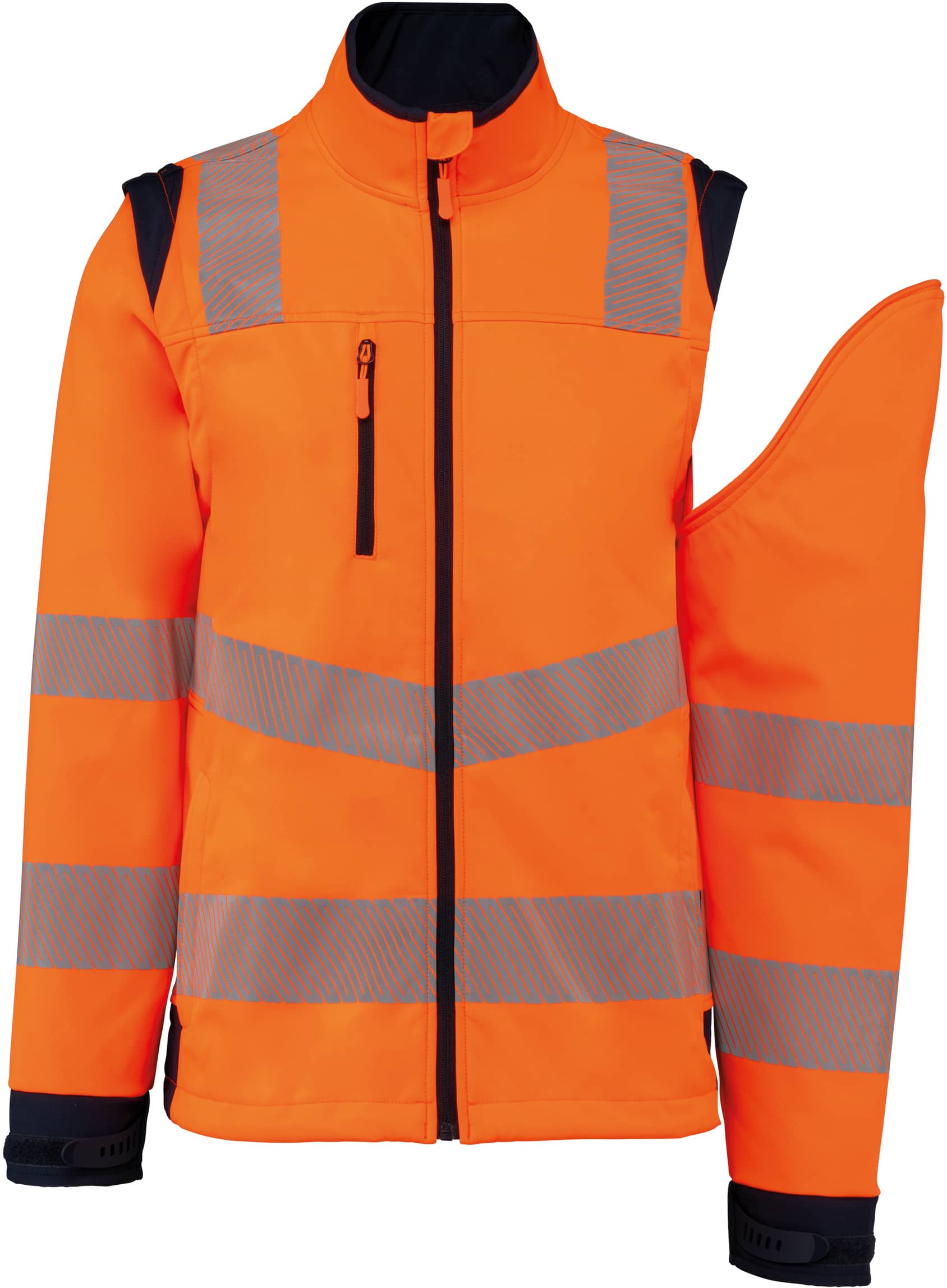 Recycelte Safety Softshell-Jacke mit abnehmbaren Ärmeln