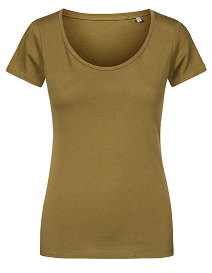 Schmal geschnittenes leichtes Damen-T-Shirt mit Scoop-Ausschnitt