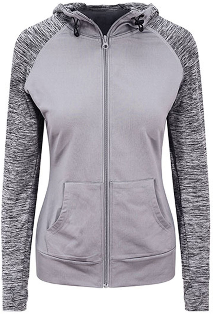 Schnell trocknender Damen Slim Fit Kontrast-Zip-Hoodie